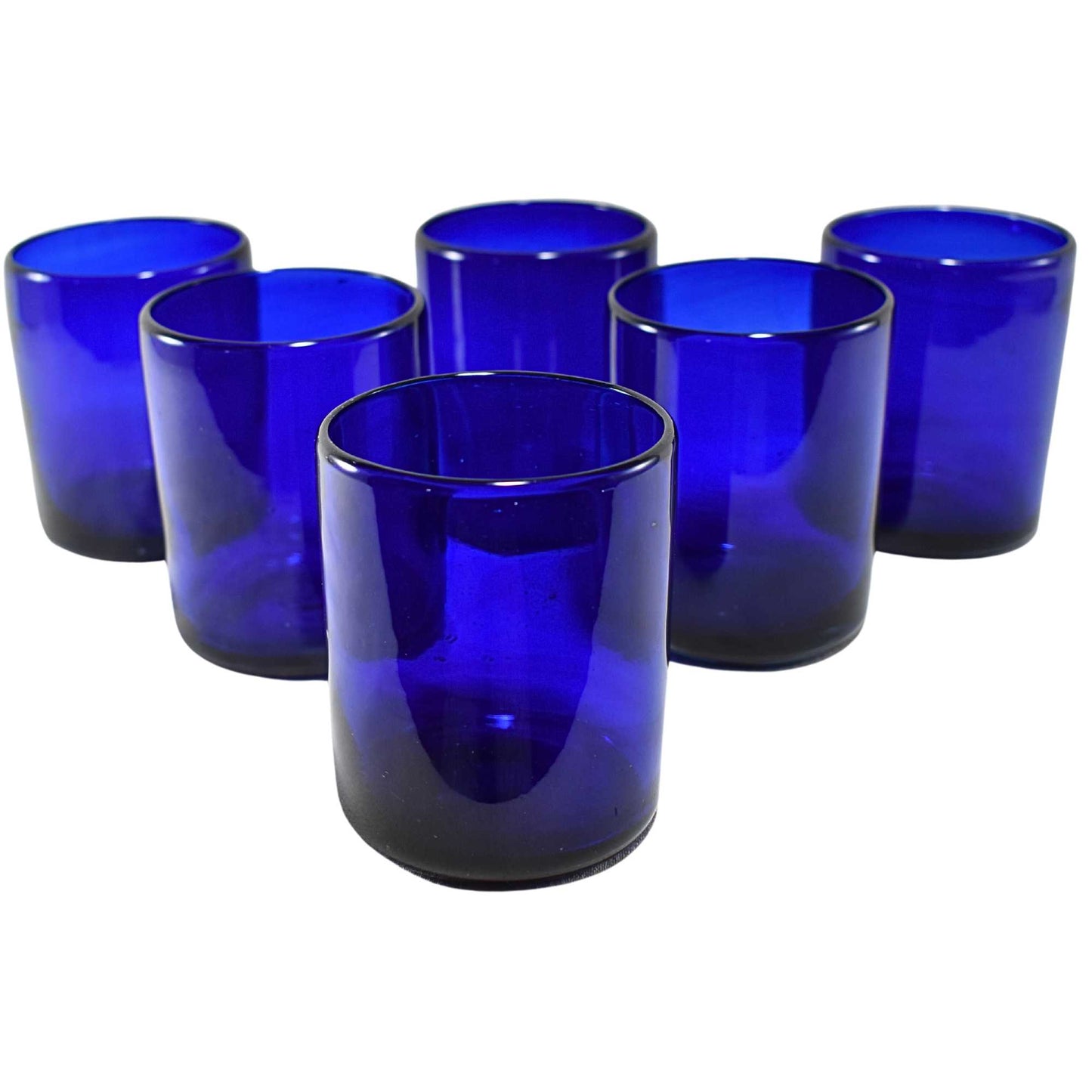 Vasos Vidrio Soplado | Artesanales | (Azul Cobalto, Old Fashioned 10 Oz.)