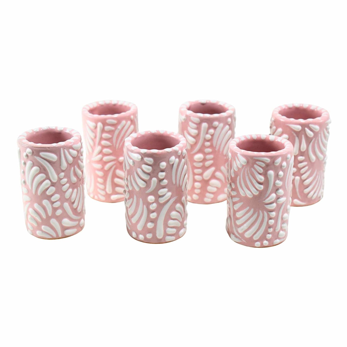 Vasos Tequileros | Cerámica de Talavera | (Rosa, 2 Oz.) - MAREY - Vaso Tequilero