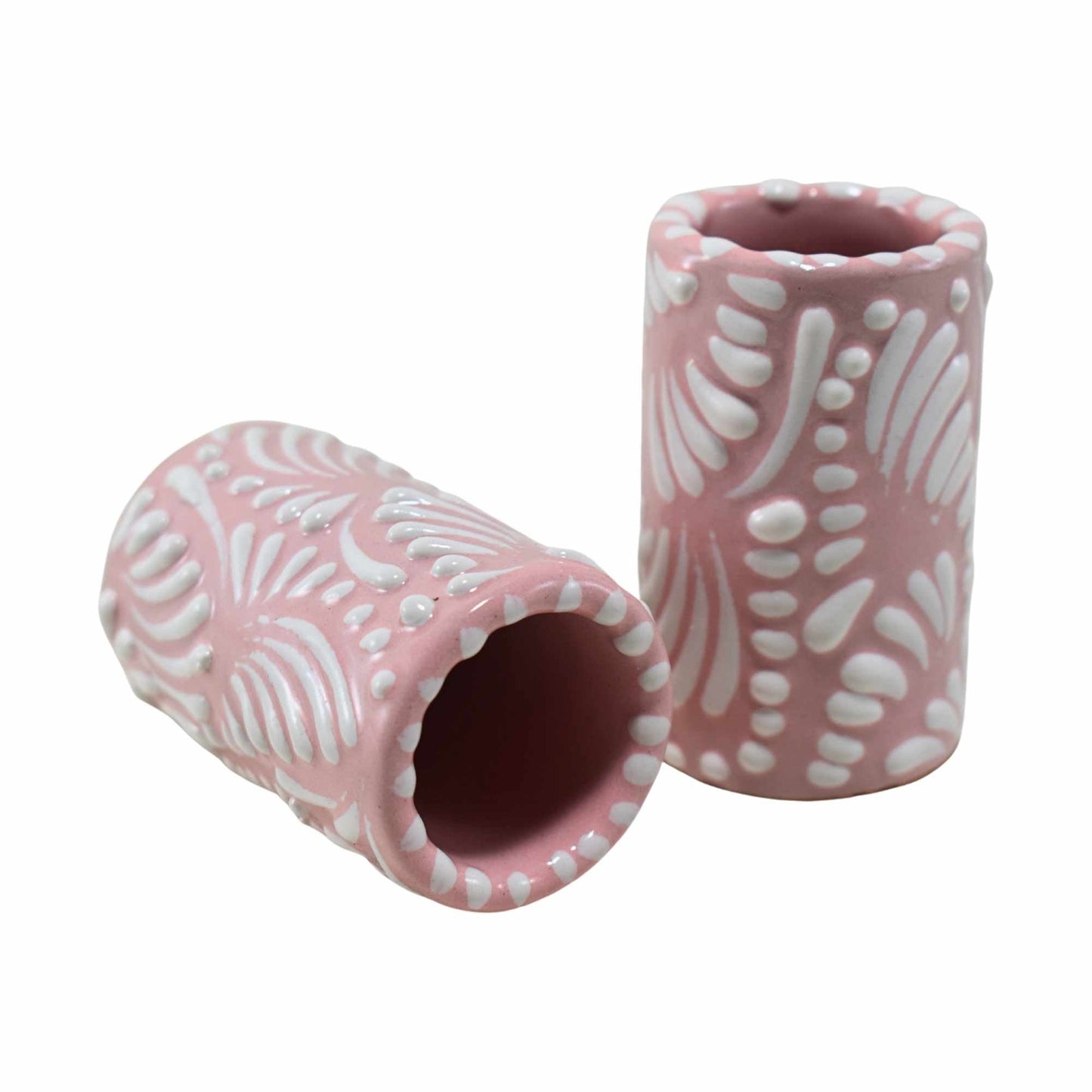 Vasos Tequileros | Cerámica de Talavera | (Rosa, 2 Oz.) - MAREY - Vaso Tequilero