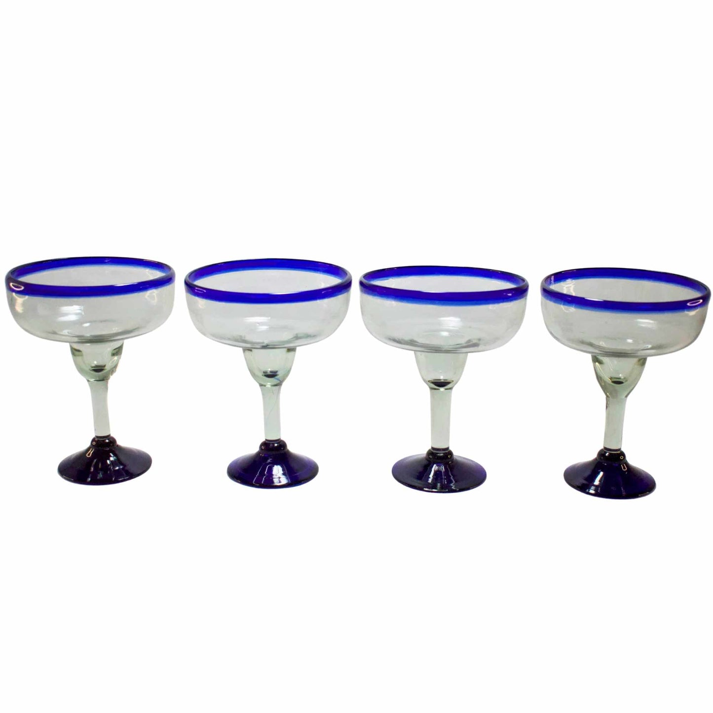 Copa Margarita | Vidrio Soplado | Artesanal | Hecho en México (Filo Azul Cobalto, 14 Fl. Oz.) - MAREY - Glasses