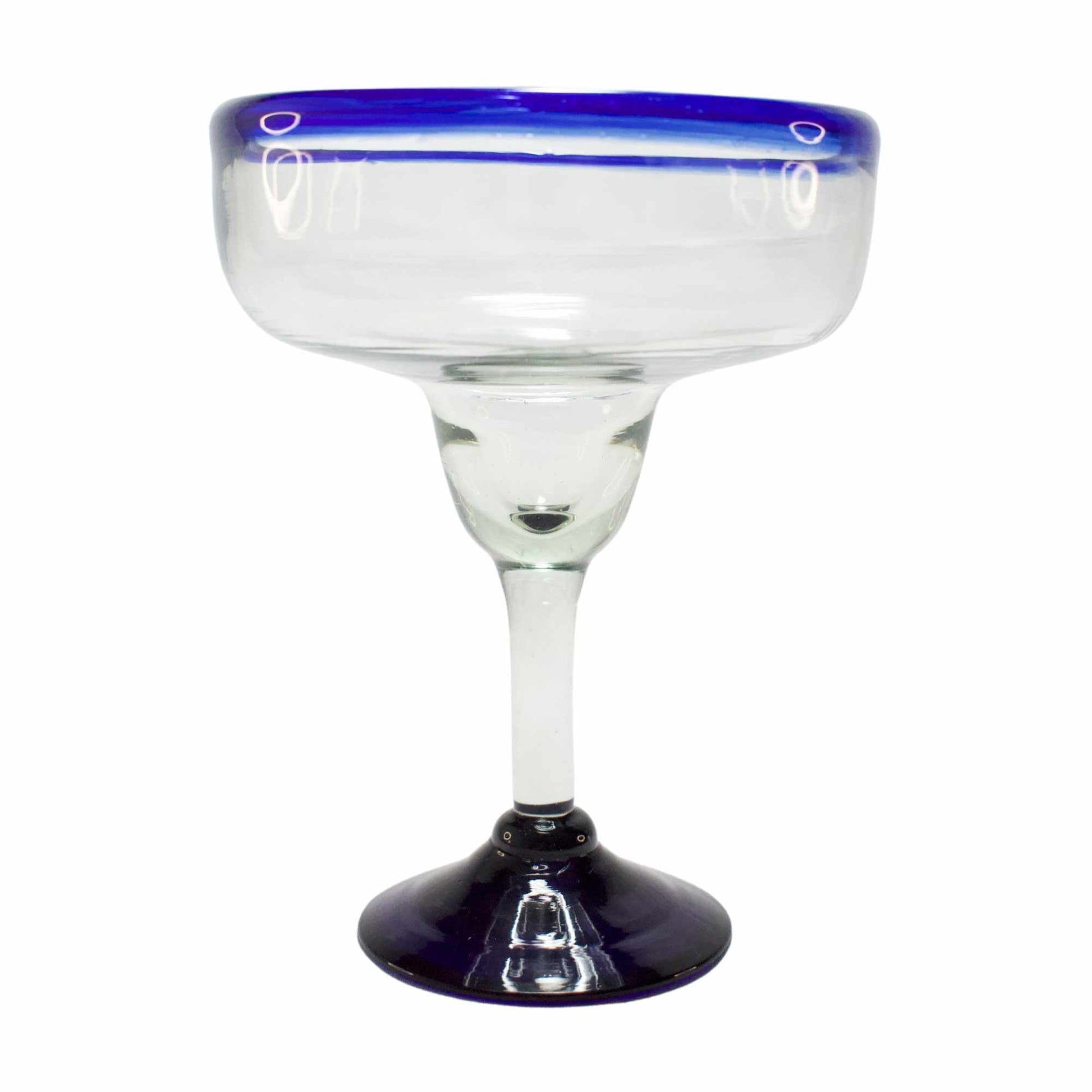 Copa Margarita | Vidrio Soplado | Artesanal | Hecho en México (Filo Azul Cobalto, 14 Fl. Oz.) - MAREY - Glasses
