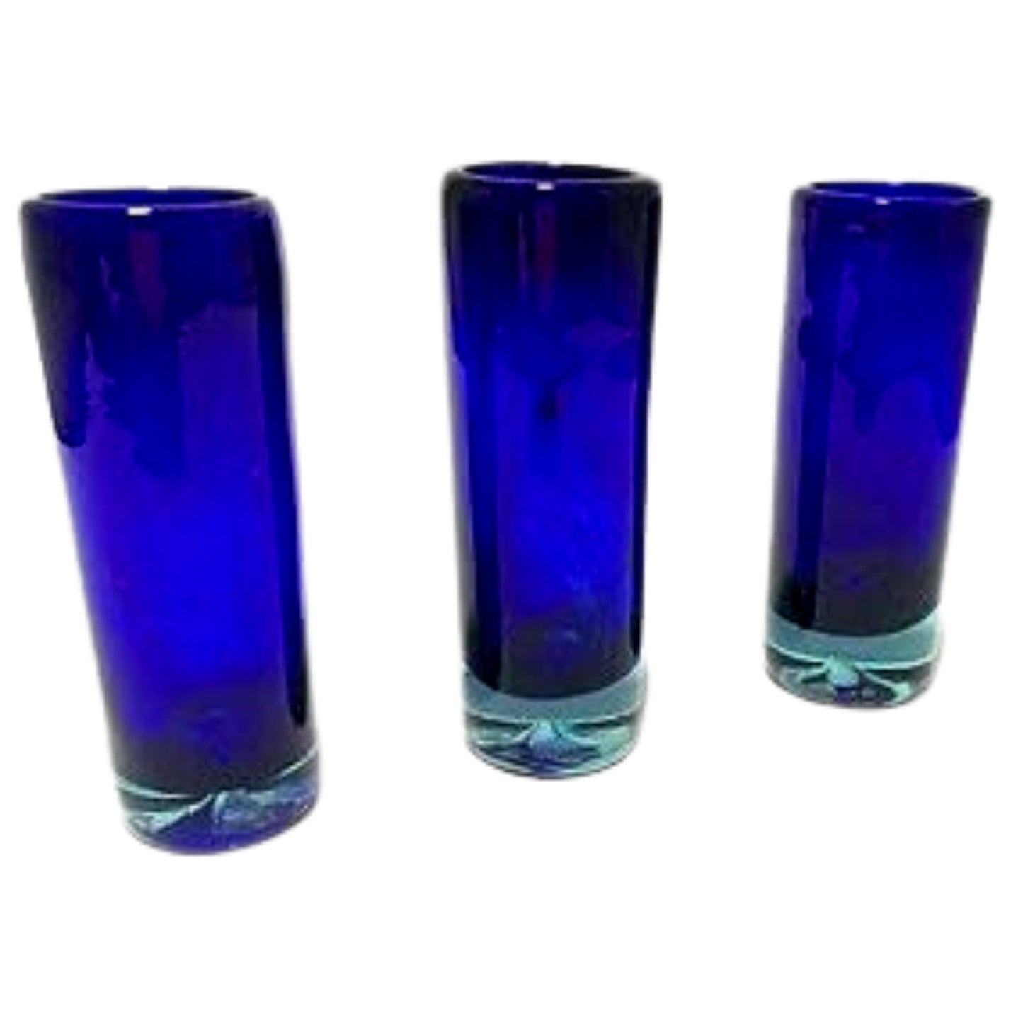 Vasos Tequileros | Vidrio Soplado Artesanalmente en México | Set de 6 Piezas | (Azul Cobalto, 2 Oz.)