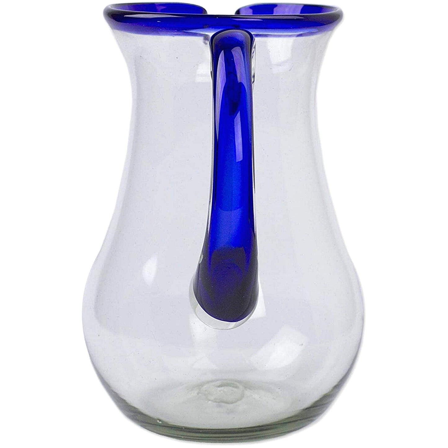 Jarra Pera para Agua de Vidrio Soplado Artesanalmente En México (Filo Azul Cobalto, 2 Litros) - MAREY -