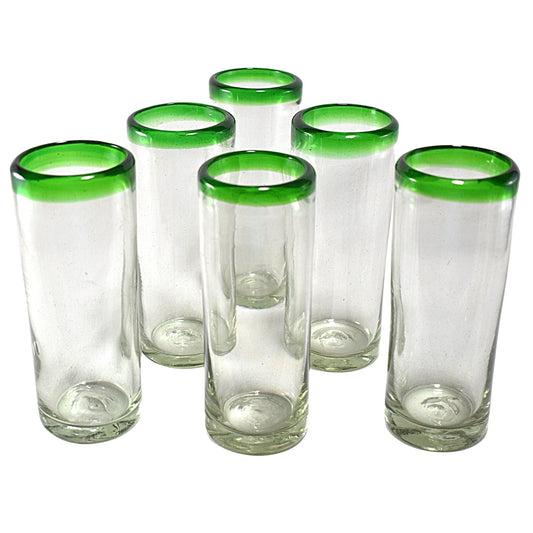 Vaso Jaibolero Vidrio Soplado | Artesanalmente Mexicano | (Posta Verde, Highball, 20 Oz.) - MAREY - Glasses