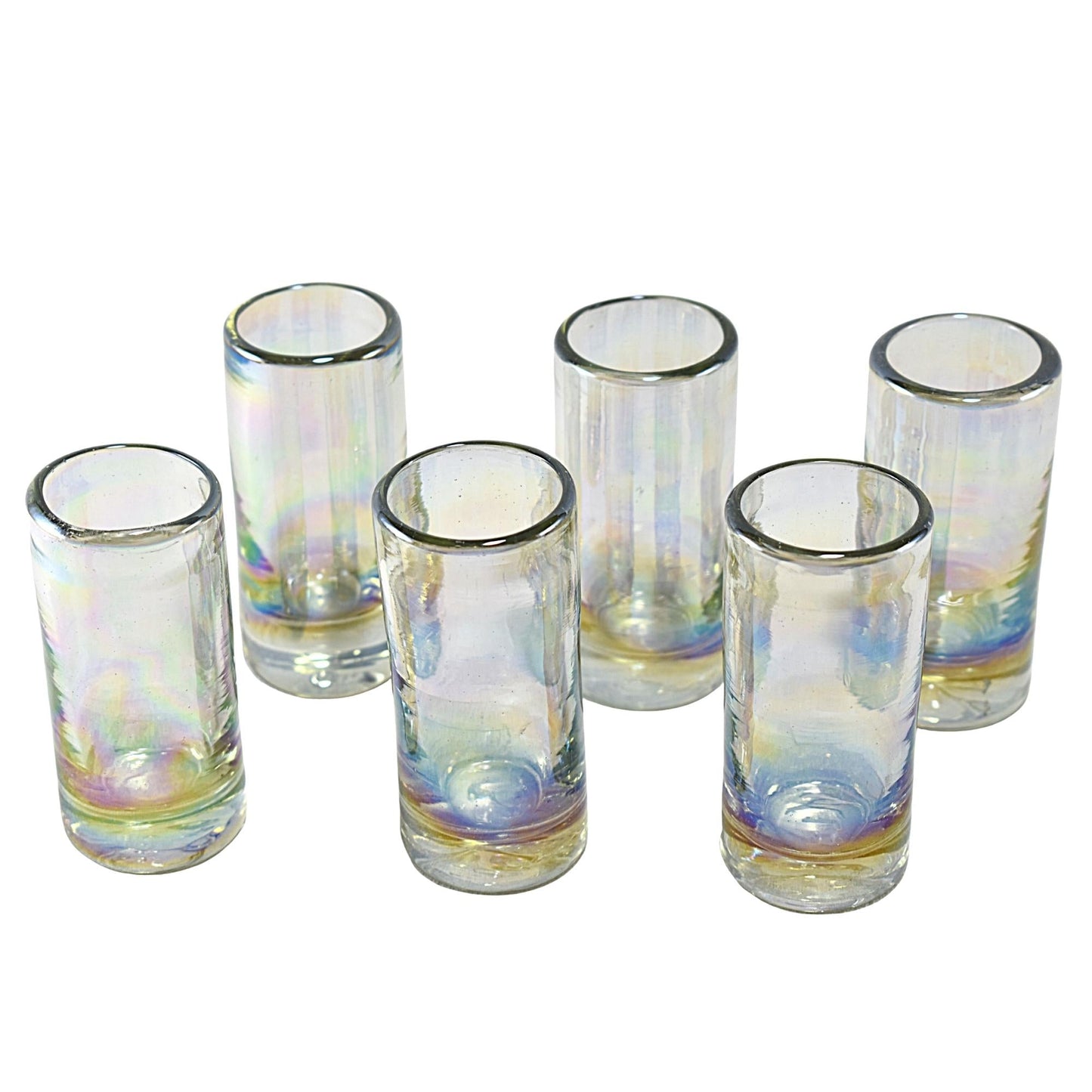 Vasos Tequileros | Vidrio Soplado Artesanalmente en México | Set de 6 Piezas | (Pearly, 2 Oz.) - MAREY -