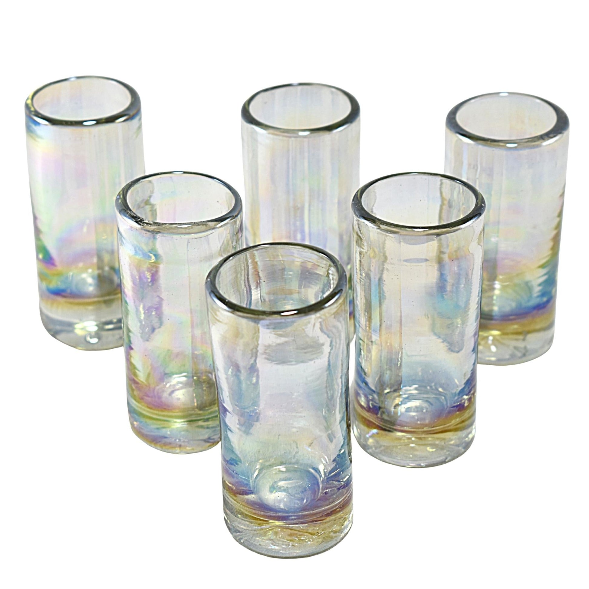 Vasos Tequileros | Vidrio Soplado Artesanalmente en México | Set de 6 Piezas | (Pearly, 2 Oz.) - MAREY -