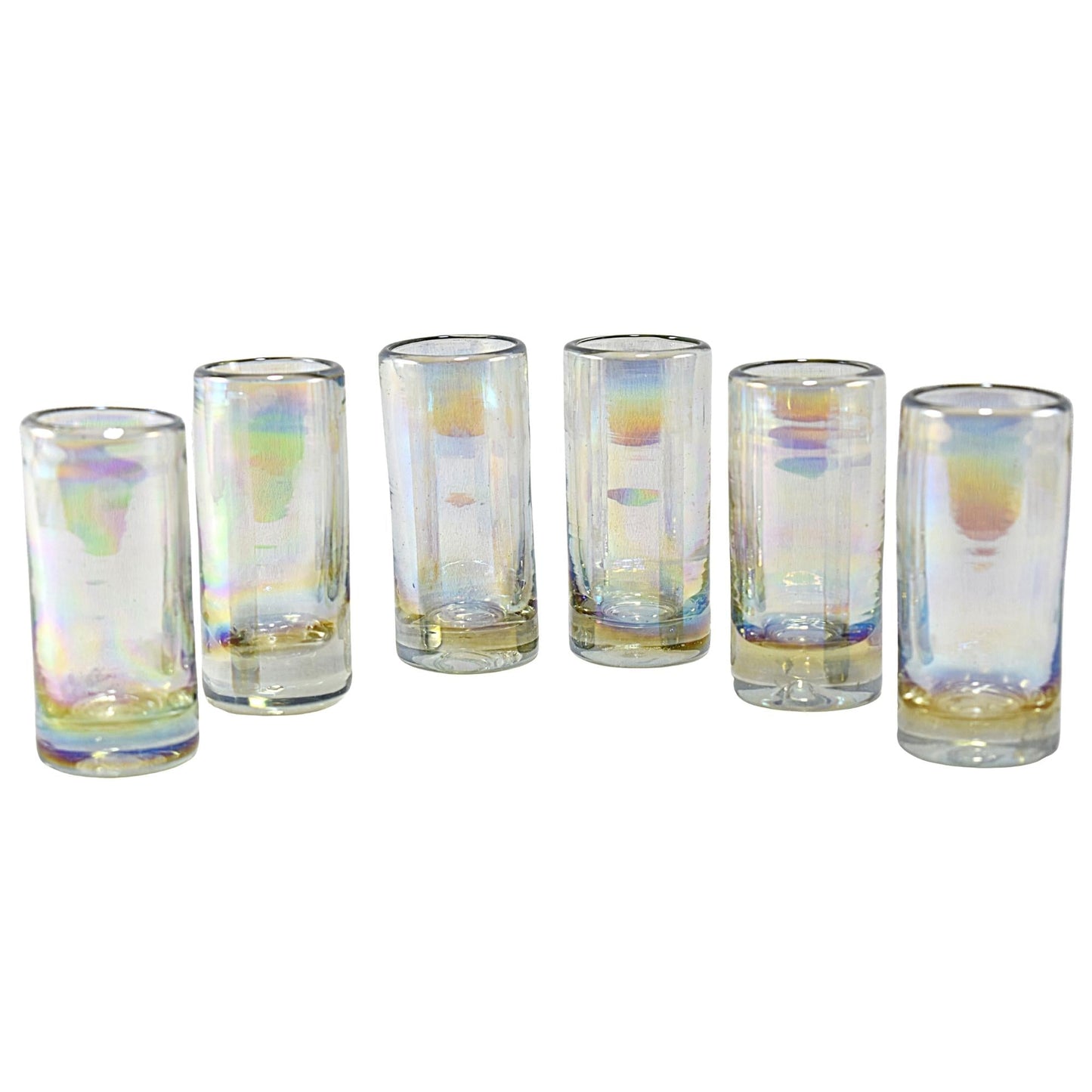 Vasos Tequileros | Vidrio Soplado Artesanalmente en México | Set de 6 Piezas | (Pearly, 2 Oz.) - MAREY -