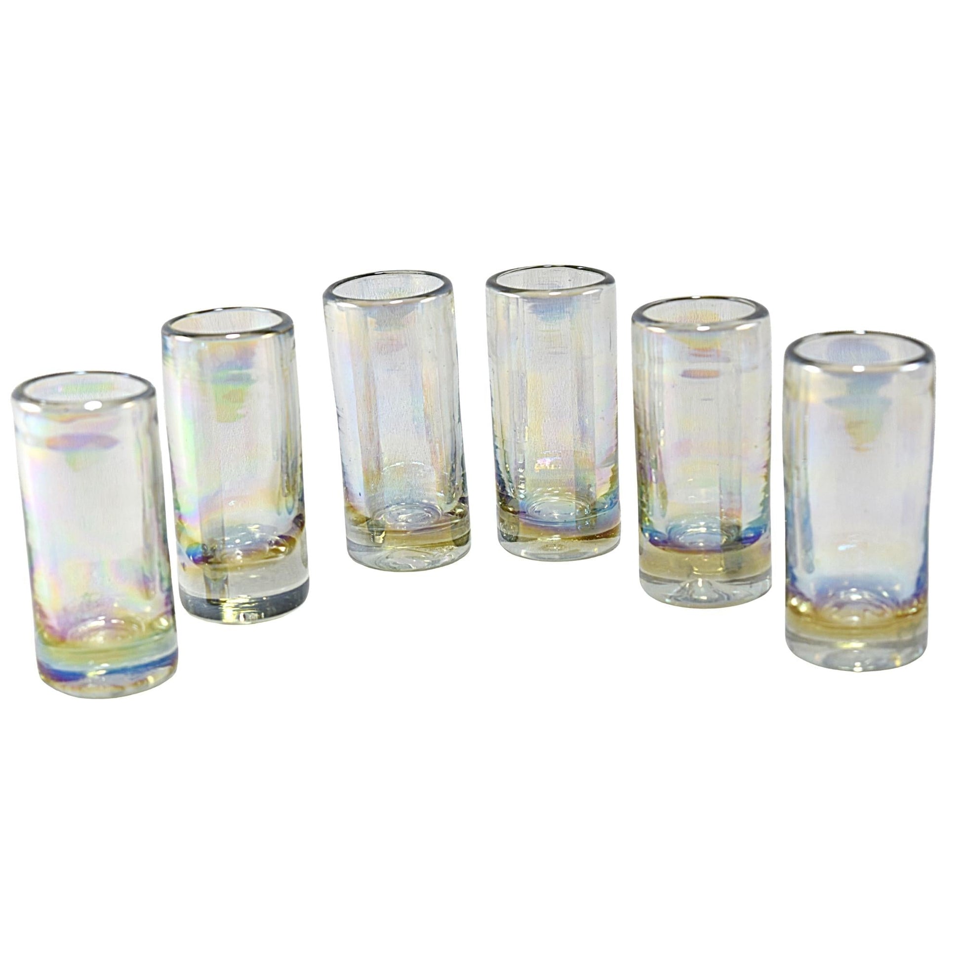 Vasos Tequileros | Vidrio Soplado Artesanalmente en México | Set de 6 Piezas | (Pearly, 2 Oz.) - MAREY -