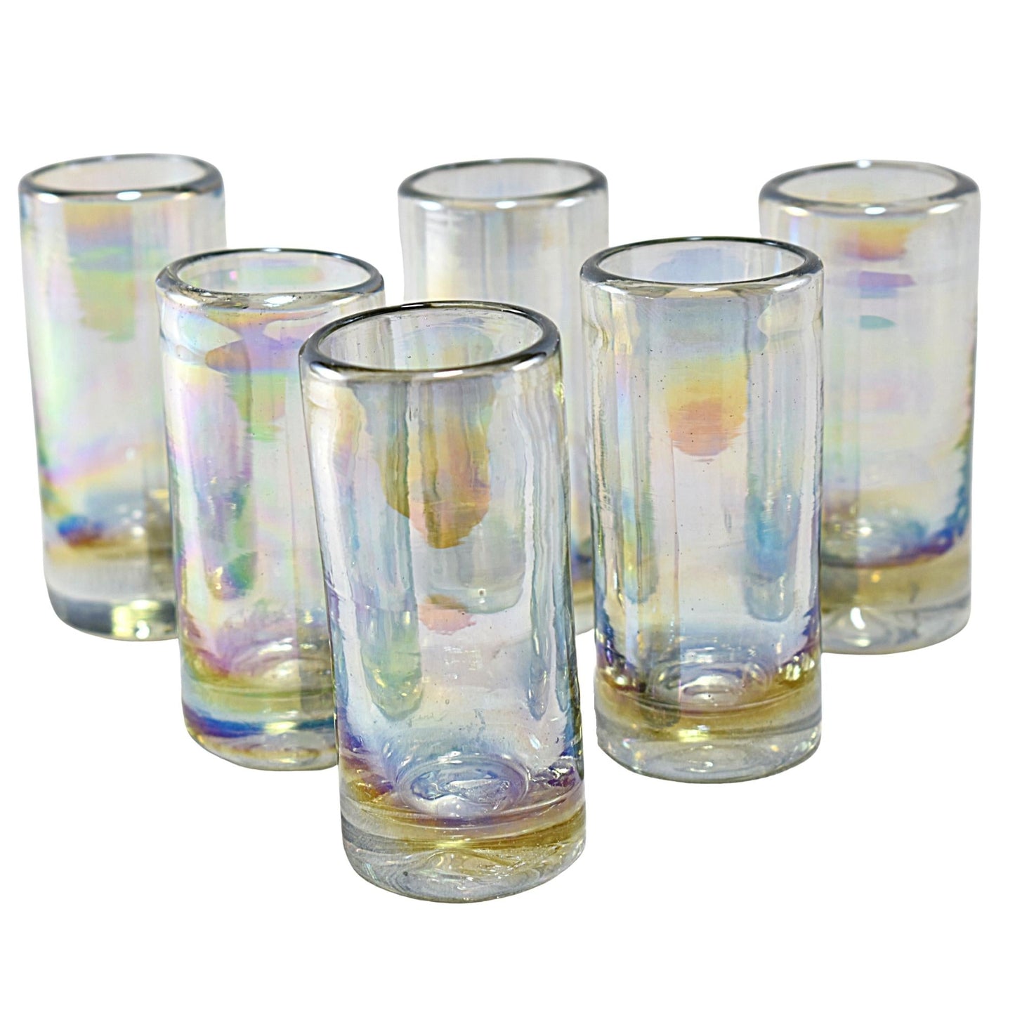 Vasos Tequileros | Vidrio Soplado Artesanalmente en México | Set de 6 Piezas | (Pearly, 2 Oz.) - MAREY -