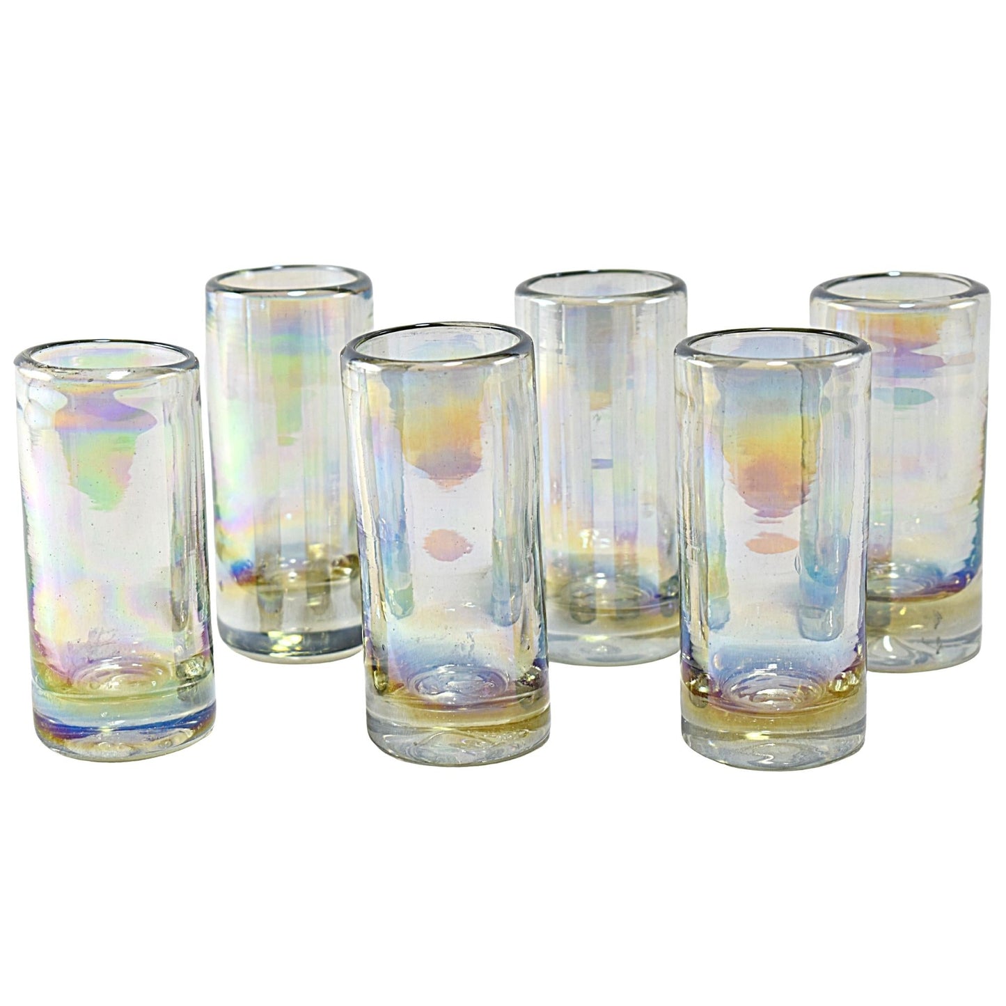 Vasos Tequileros | Vidrio Soplado Artesanalmente en México | Set de 6 Piezas | (Pearly, 2 Oz.) - MAREY -