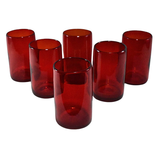 Vasos Vidrio Soplado Para Agua | Hechos Artesanalmente en México | (Rojo, Agua 16 Oz.) - MAREY - drinking glasses