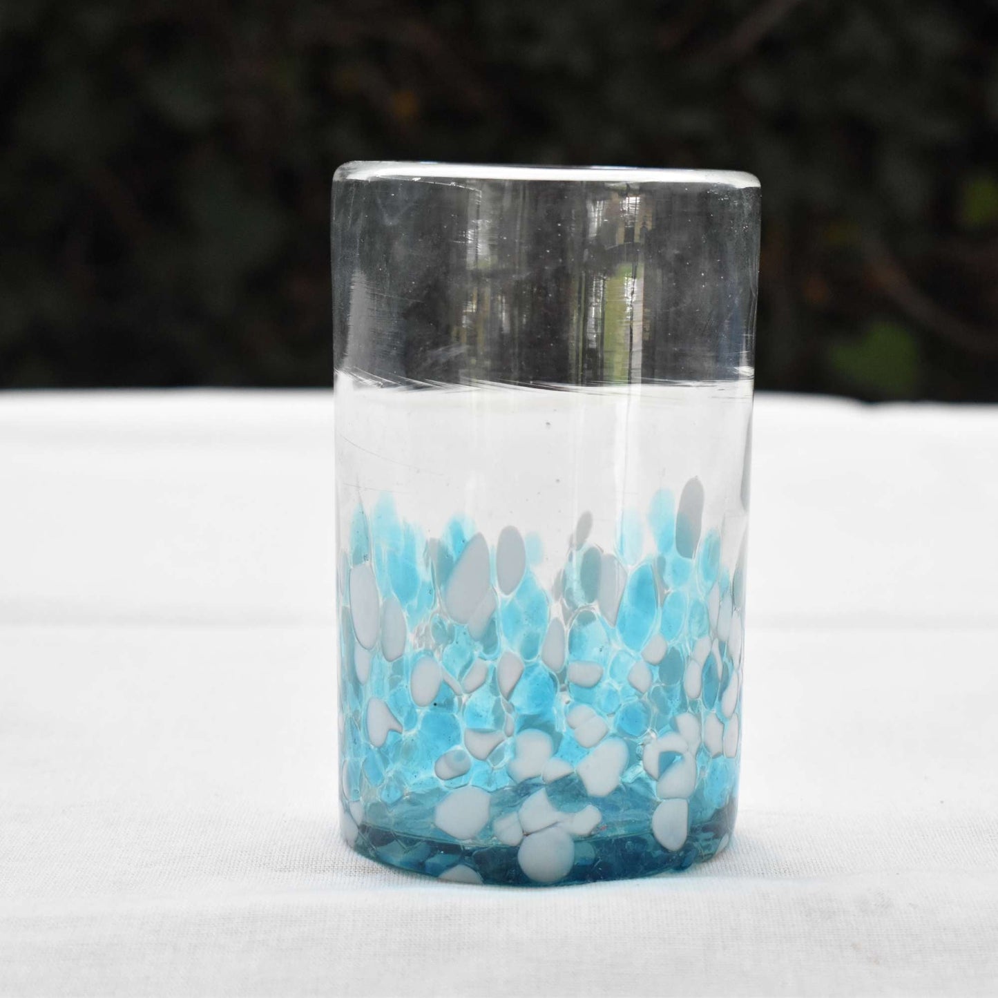 Vasos Vidrio Soplado Para Agua | Set de 6 Piezas | Hechos Artesanalmente en México | (Confetti Cielo, 16 Oz.) - MAREY - Vaso
