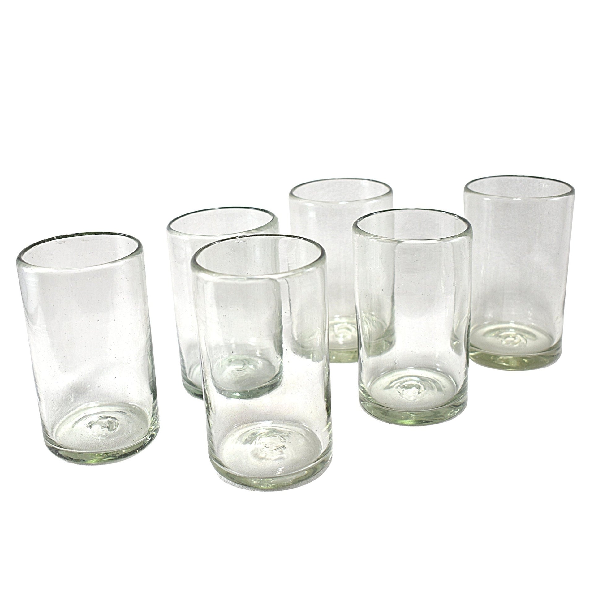 Set De 6 Vasos Para Agua Con Banda De Color - Vidrio Soplado