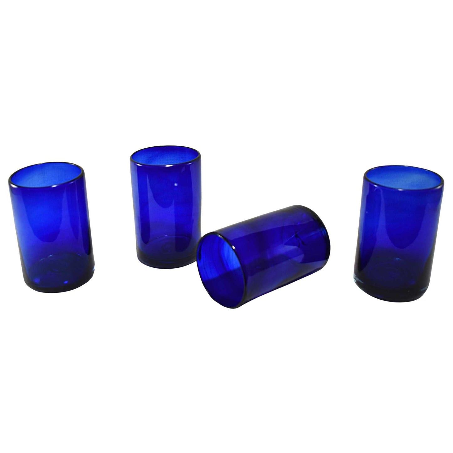 Vasos Vidrio Soplado Para Agua | Set de 6 Piezas | Hechos Artesanalmente en México | Vidrio Reciclado | Artesanal | (Azul Cobalto, 16 Oz.) - MAREY - drinking glasses