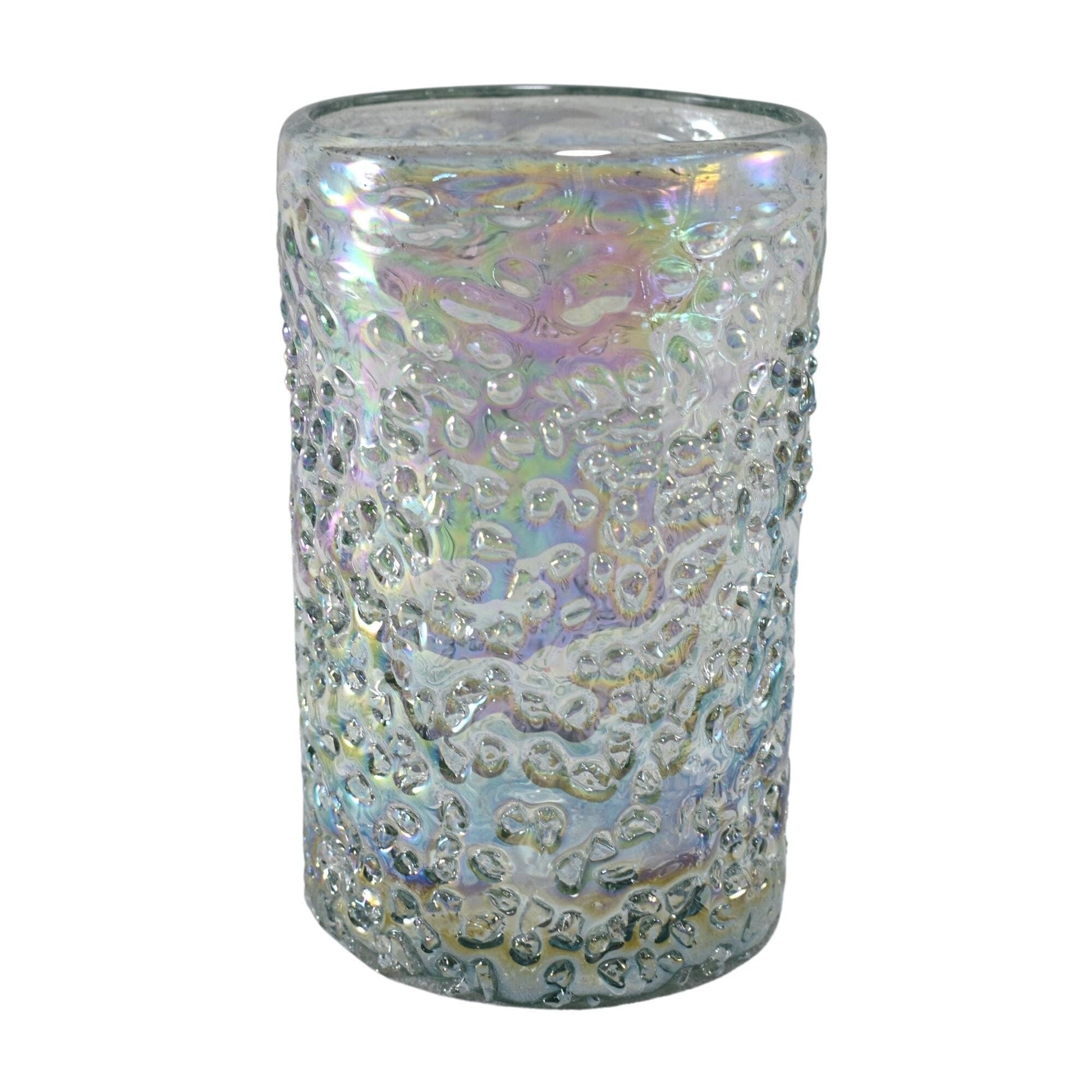 Vasos Vidrio Soplado Para Agua | Set de 6 Piezas | Hechos Artesanalmente en México | Vidrio Reciclado | Artesanal | (Granizo Pearly, 16 Oz.) - MAREY -