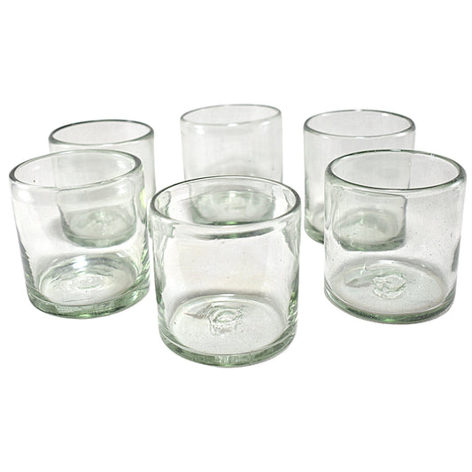 Vasos Vidrio Soplado | Set de 6 Piezas | Hechos Artesanalmente en México | Old Fashioned (Natural, 8 Oz.) - MAREY -