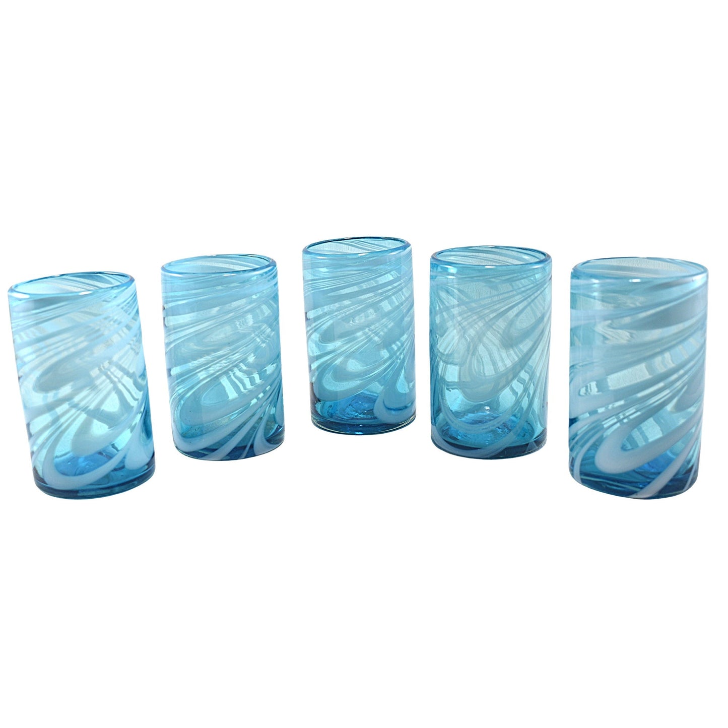 Vasos Vidrio Soplado | Set de 6 Piezas | Hechos Artesanalmente en México | (Poseidon –natural–, Agua 16 Oz.) - MAREY -