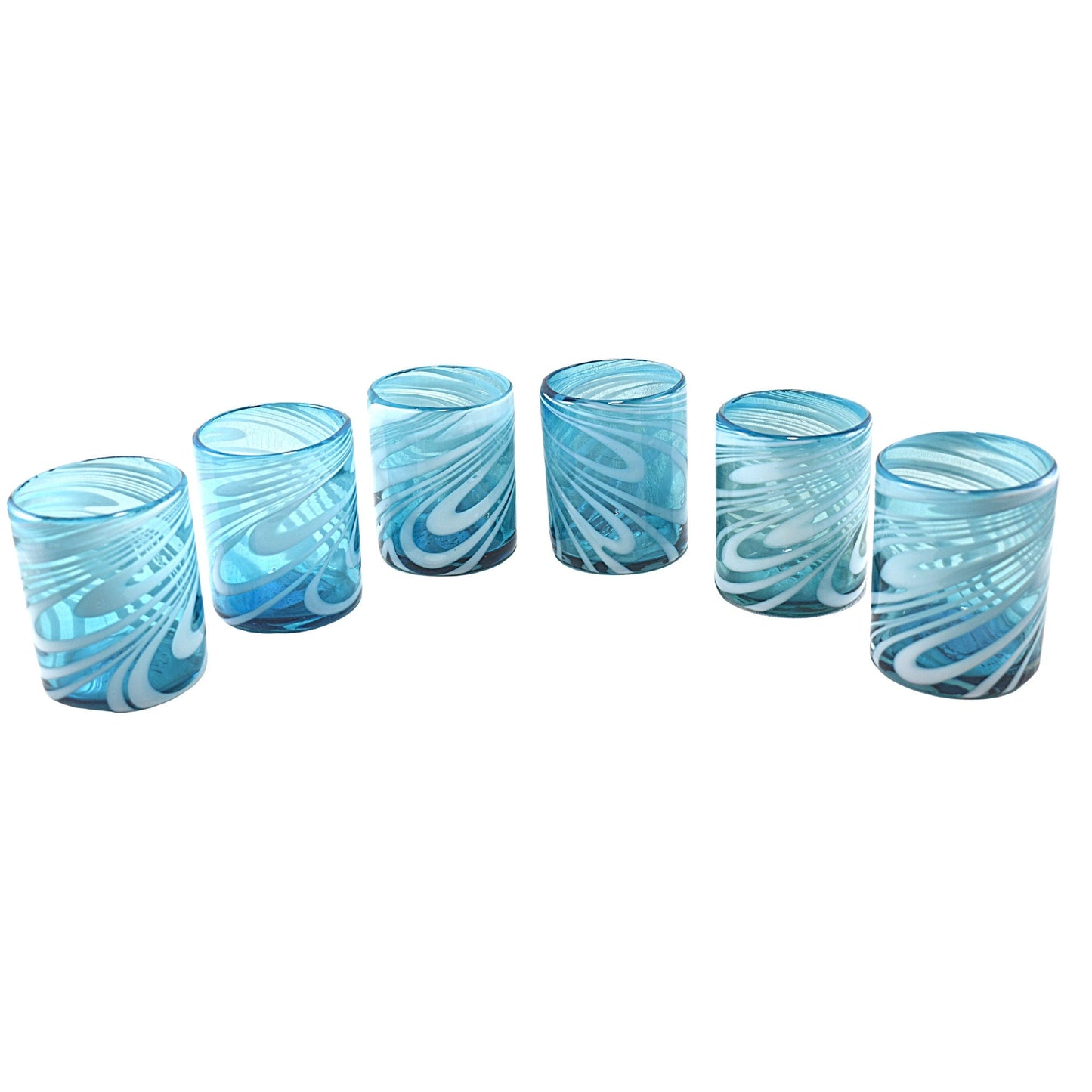 Vasos Vidrio Soplado | Set de 6 Piezas | Hechos Artesanalmente en México | (Poseidon –Natural–, Old Fashioned 10 Oz.) - MAREY -