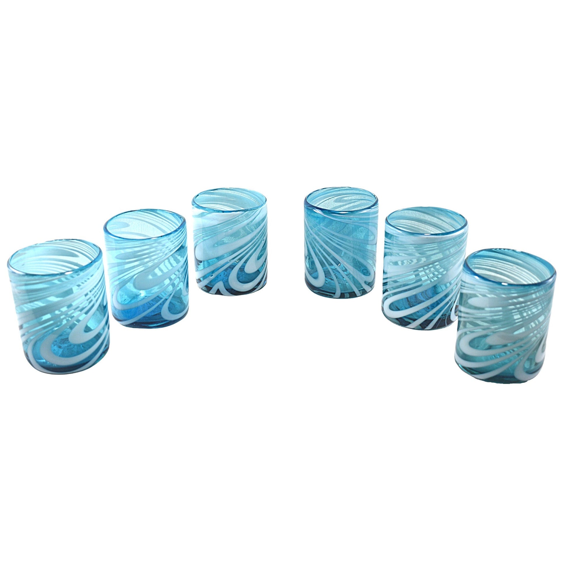 Vasos Vidrio Soplado | Set de 6 Piezas | Hechos Artesanalmente en México | (Poseidon –Natural–, Old Fashioned 10 Oz.) - MAREY -