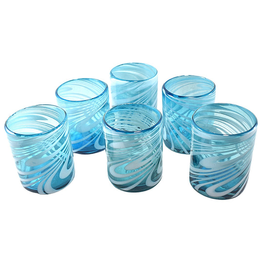 Vasos Vidrio Soplado | Set de 6 Piezas | Hechos Artesanalmente en México | (Poseidon –Natural–, Old Fashioned 10 Oz.) - MAREY -