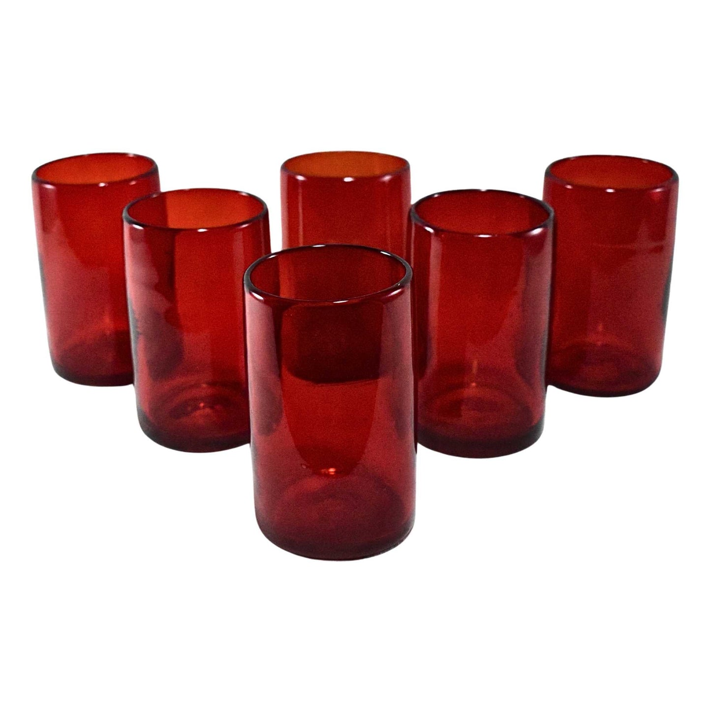 Vasos Vidrio Soplado | Set de 6 Piezas | Hechos Artesanalmente en México | (Rojo Rubí) - MAREY -