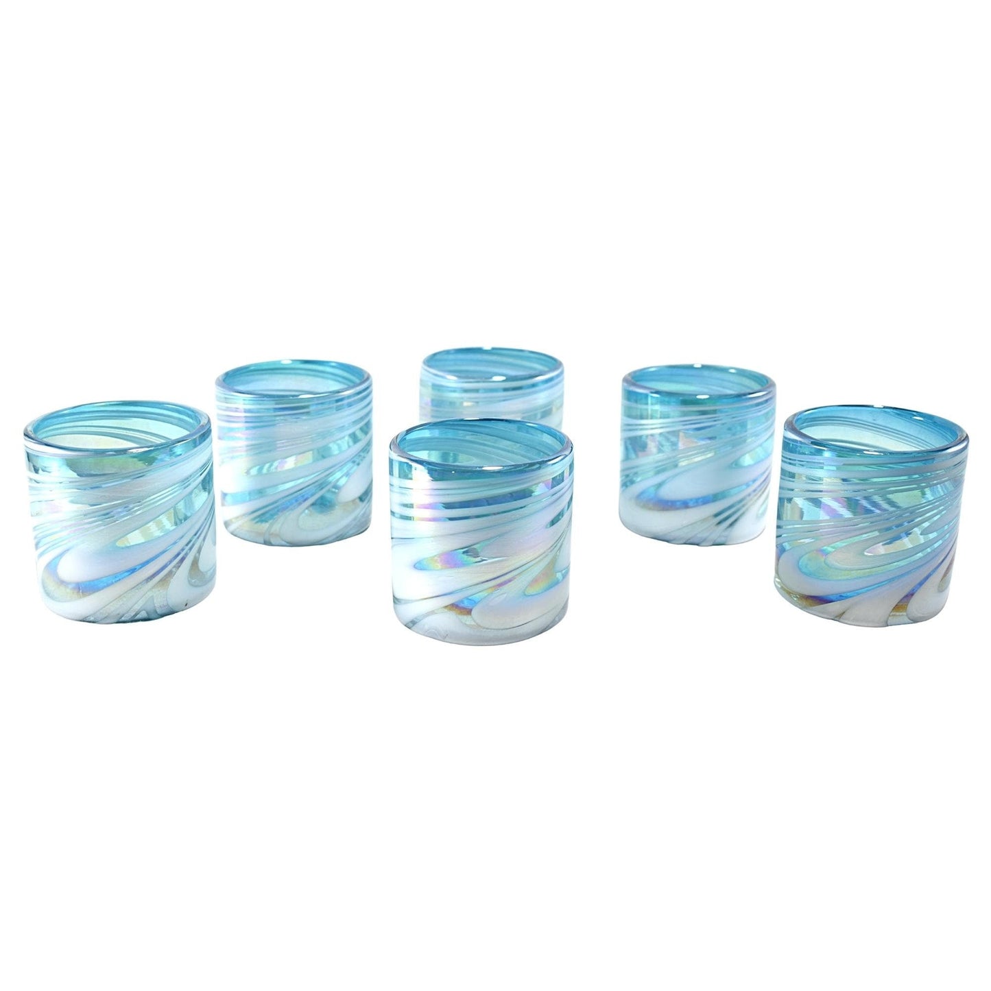 Vasos Vidrio Soplado | Set de 6 Piezas | Hechos Artesanalmente en Mexico | Vaso Old Fashioned | (Poseidon, 8 Oz.) - MAREY -