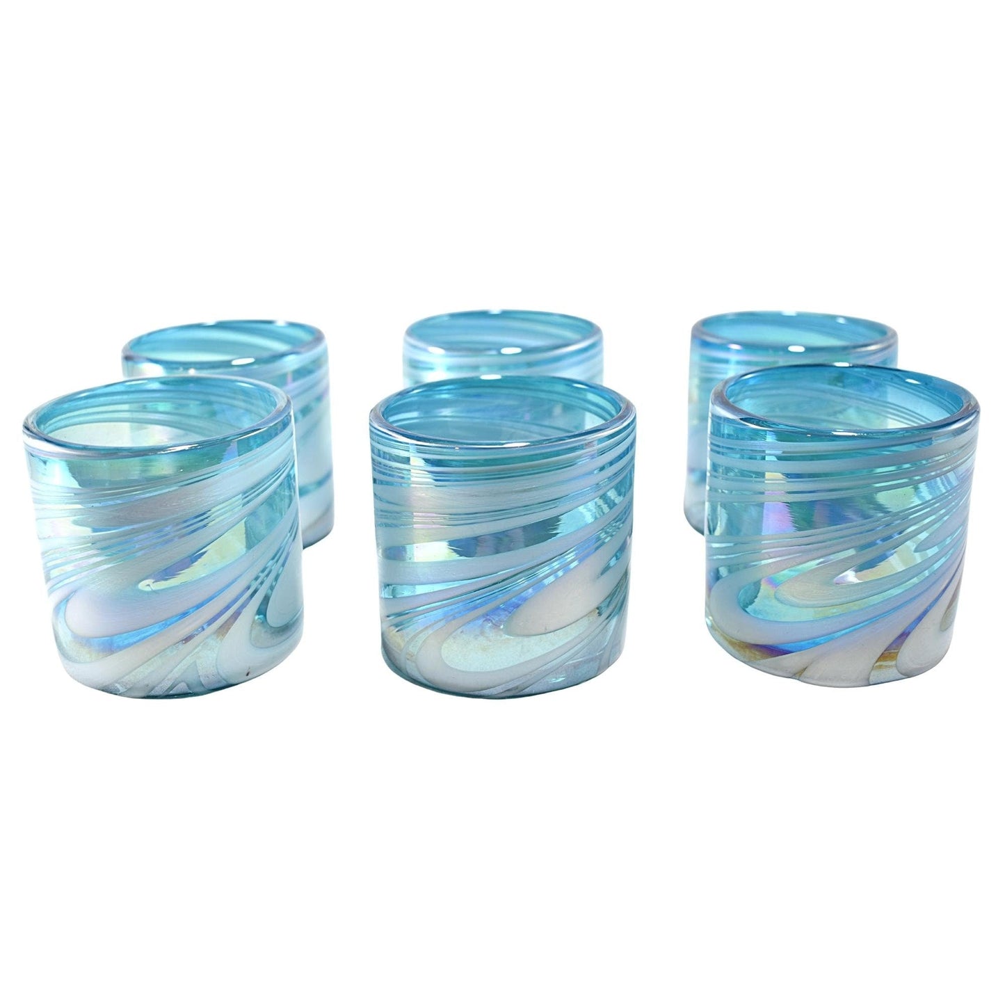 Vasos Vidrio Soplado | Set de 6 Piezas | Hechos Artesanalmente en Mexico | Vaso Old Fashioned | (Poseidon, 8 Oz.) - MAREY -