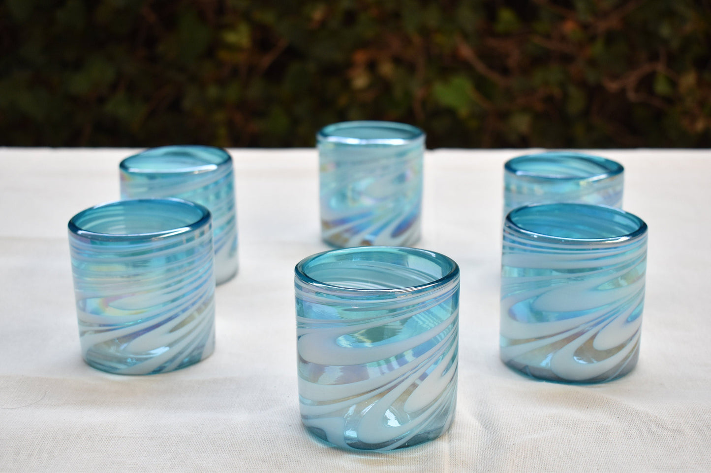 Vasos Vidrio Soplado | Set de 6 Piezas | Hechos Artesanalmente en Mexico | Vaso Old Fashioned | (Poseidon, 8 Oz.) - MAREY -